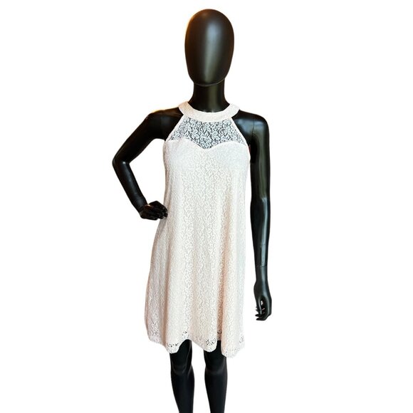 Candies Blush Lace Halter Neck Short Dress - Picture 2 of 5